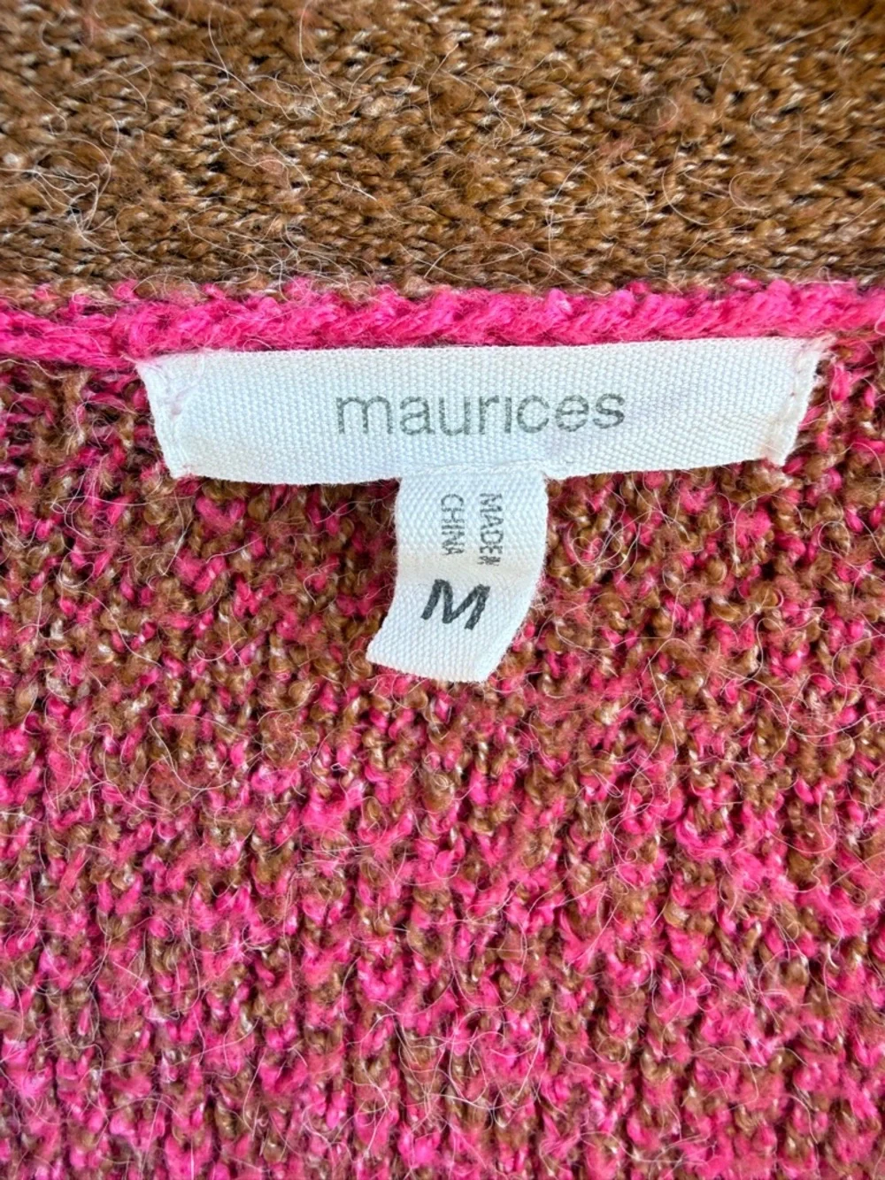Pink and Brown Plaid Button-Front Cardigan Sweater - Picture 4 of 5